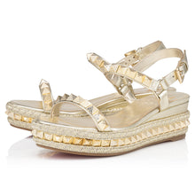 Load image into Gallery viewer, Christian Louboutin Pyraclou Women Shoes | Color Gold