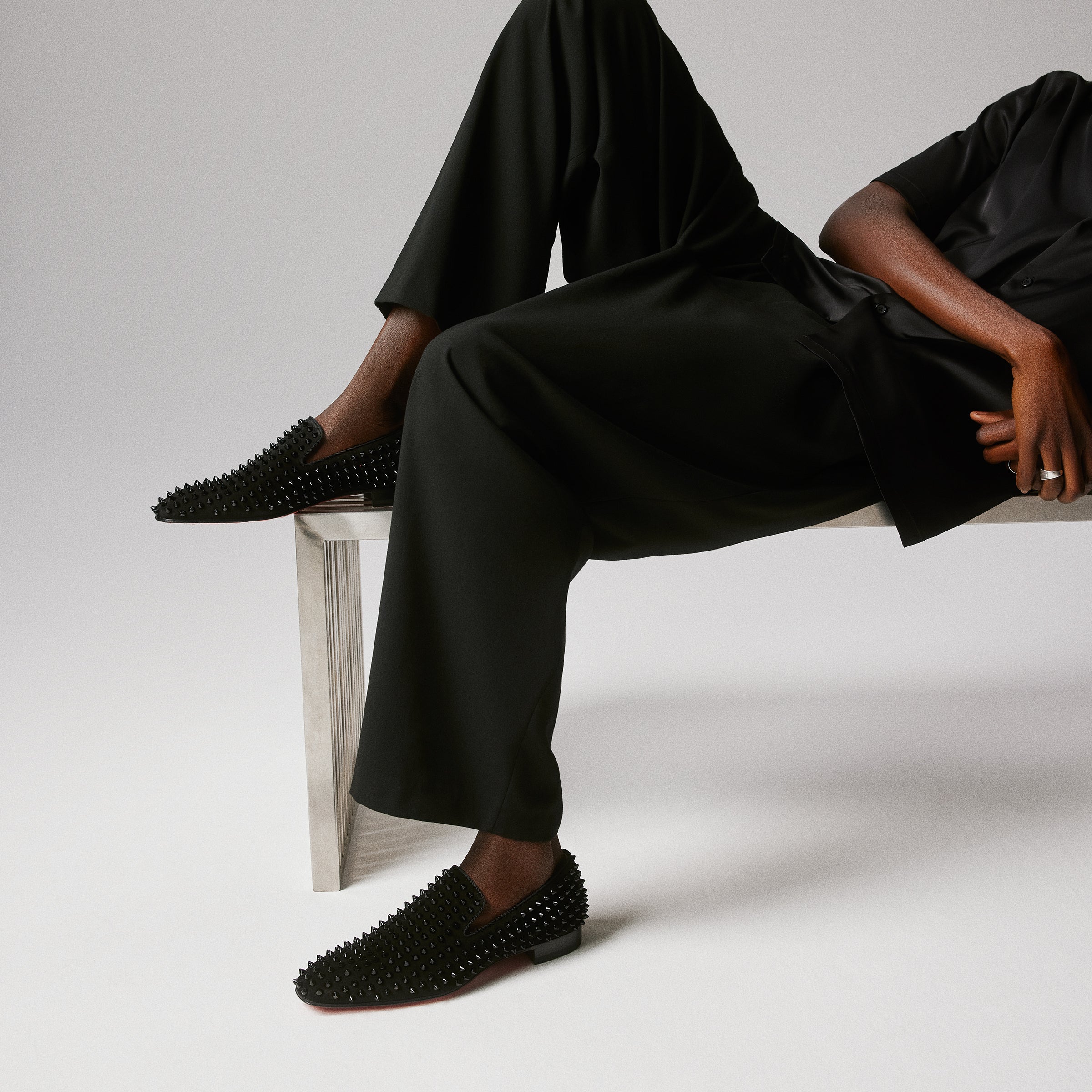 Christian Louboutin Dandelion Spikes Men Shoes | Color Black