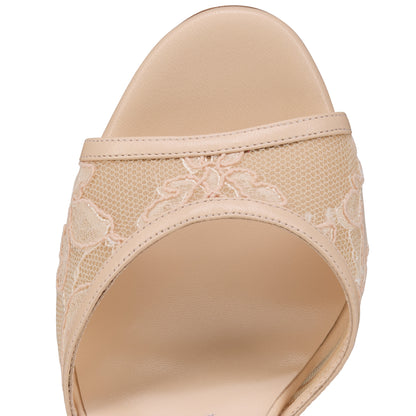 Christian Louboutin Miss Z Lace Sling Women Shoes | Color Beige