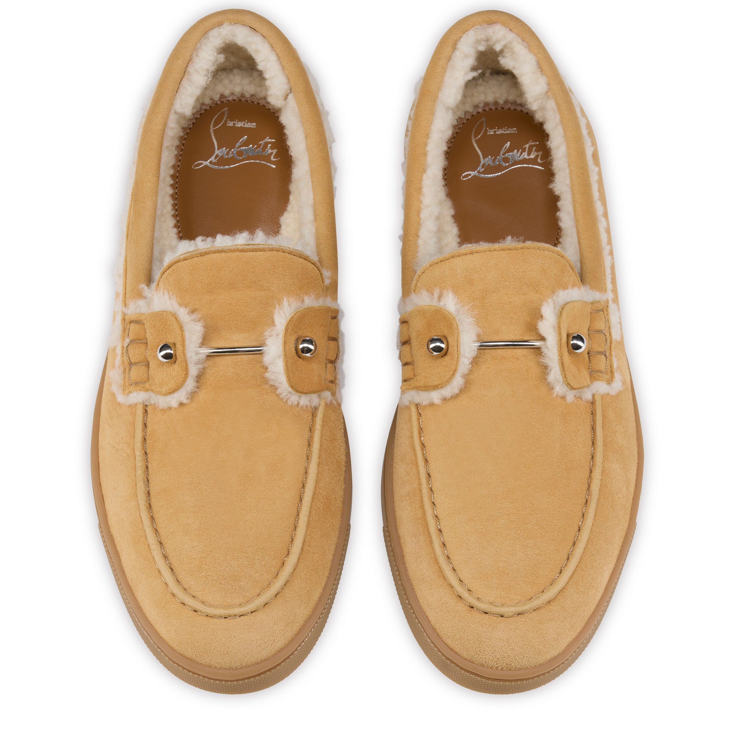 Christian Louboutin Chambeliboat Shearling Donna Women Shoes | Color Brown New