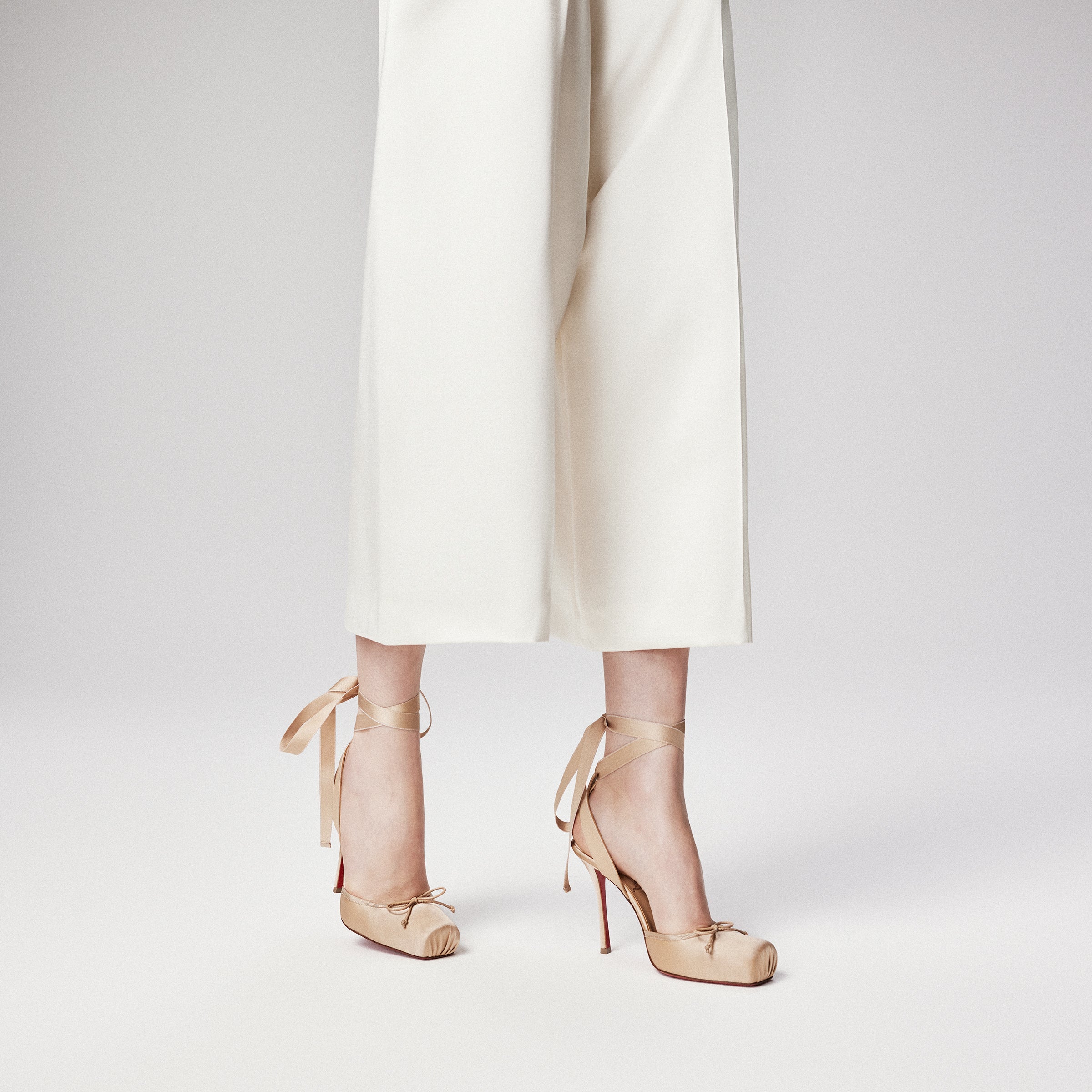 Christian Louboutin Cassia Lace Up Women Shoes | Color Nude