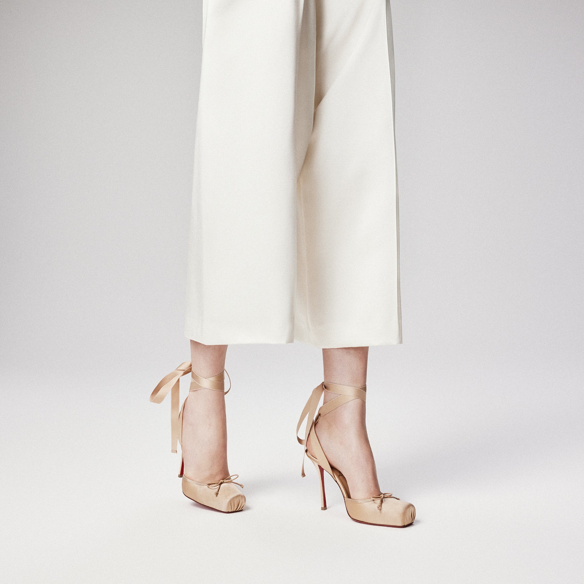 Christian Louboutin Cassia Lace Up Women Shoes | Color Nude