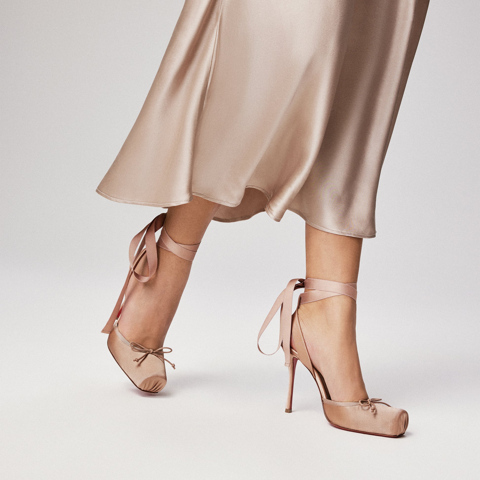 Christian Louboutin Cassia Lace Up Women Shoes | Color Nude
