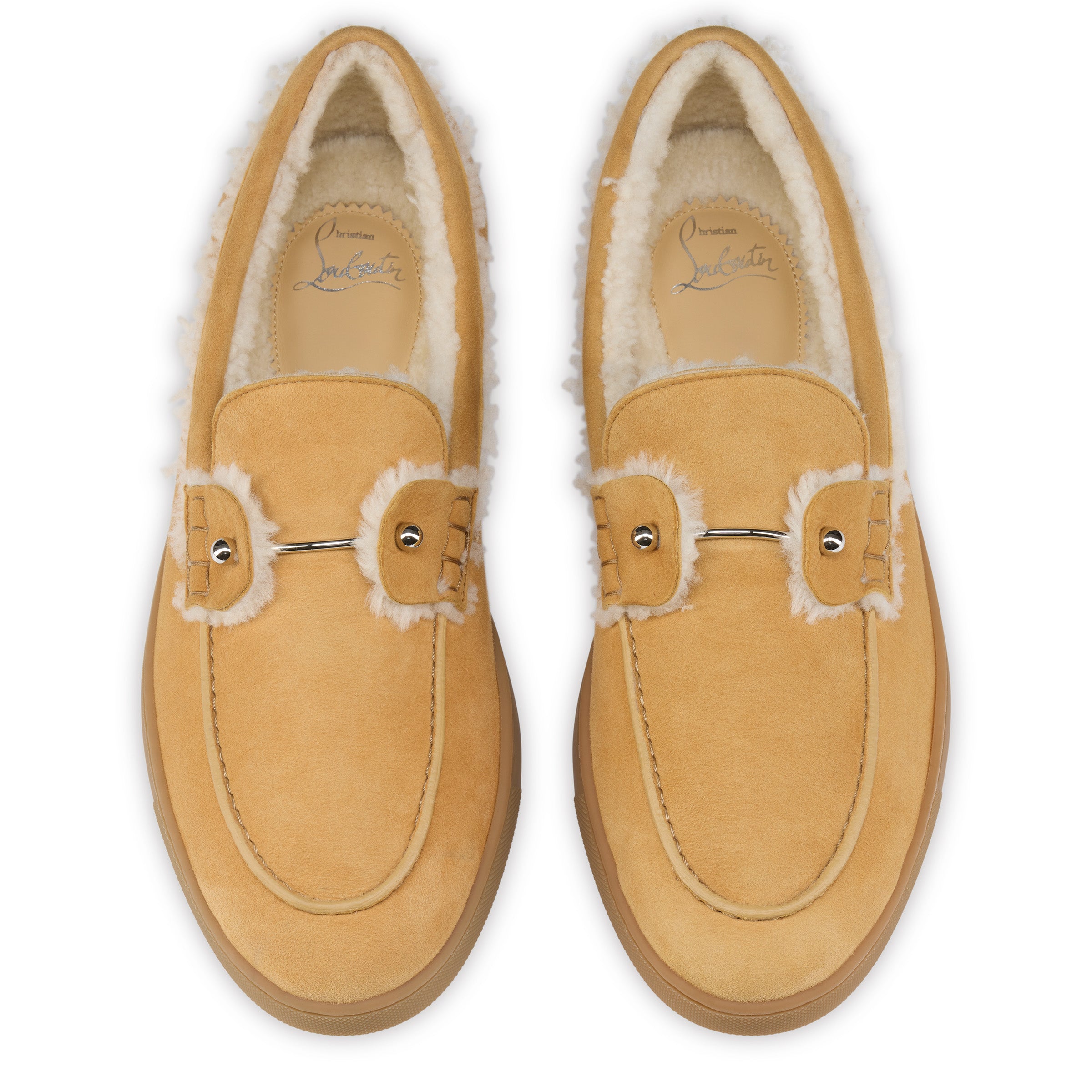 Christian Louboutin Chambeliboat Shearling Men Shoes | Color Brown