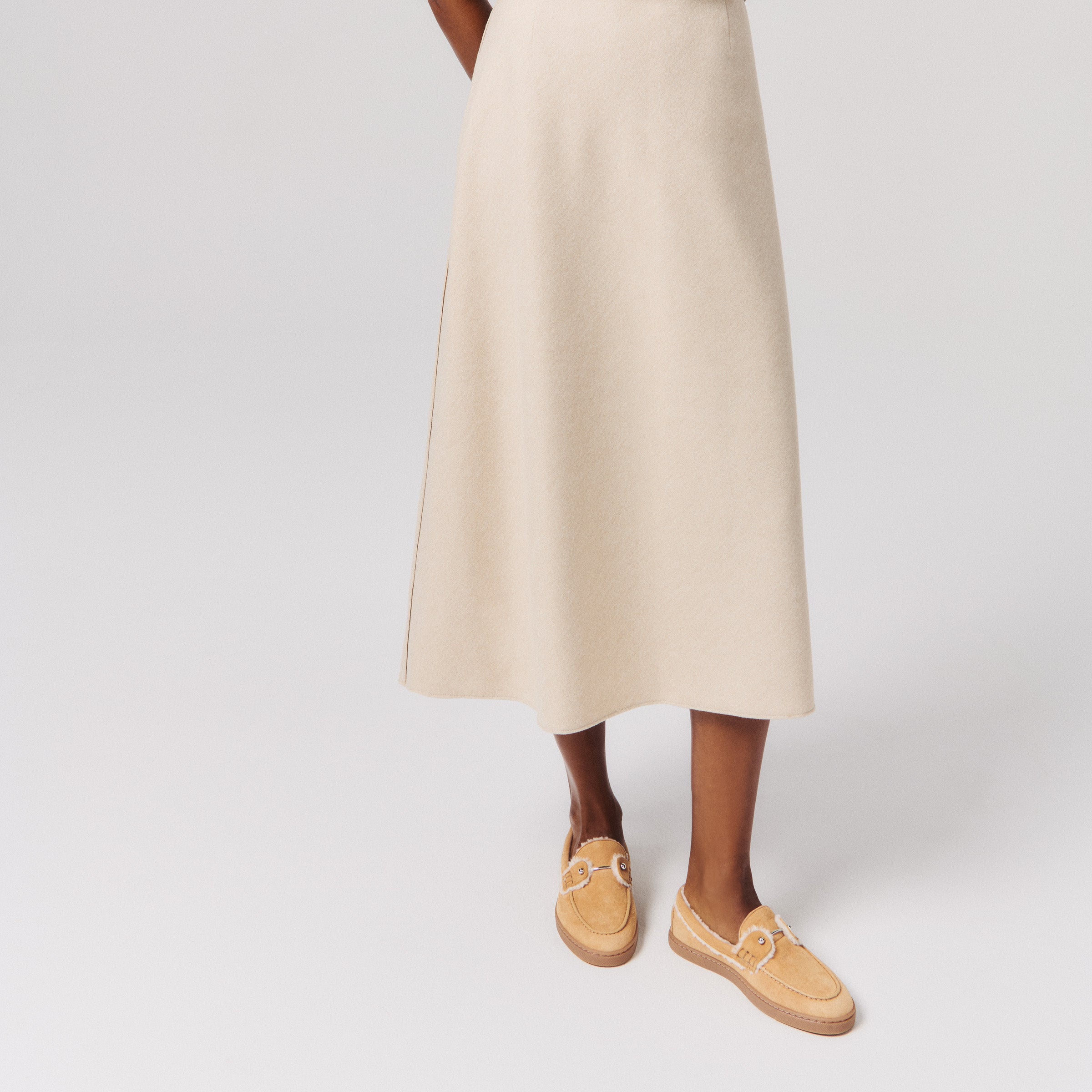 Christian Louboutin Chambeliboat Shearling Women Shoes | Color Brown