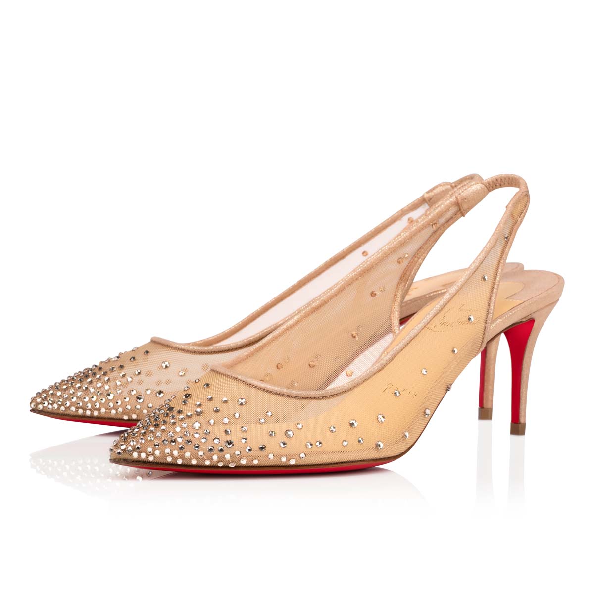 Christian Louboutin Follies Strass Sling Women Shoes | Color Beige