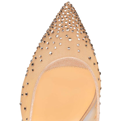 Christian Louboutin Follies Strass Sling Women Shoes | Color Beige