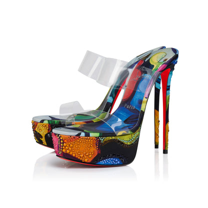 Christian Louboutin Just Nothing Alta Flower Strass Women Shoes | Color Multicolor