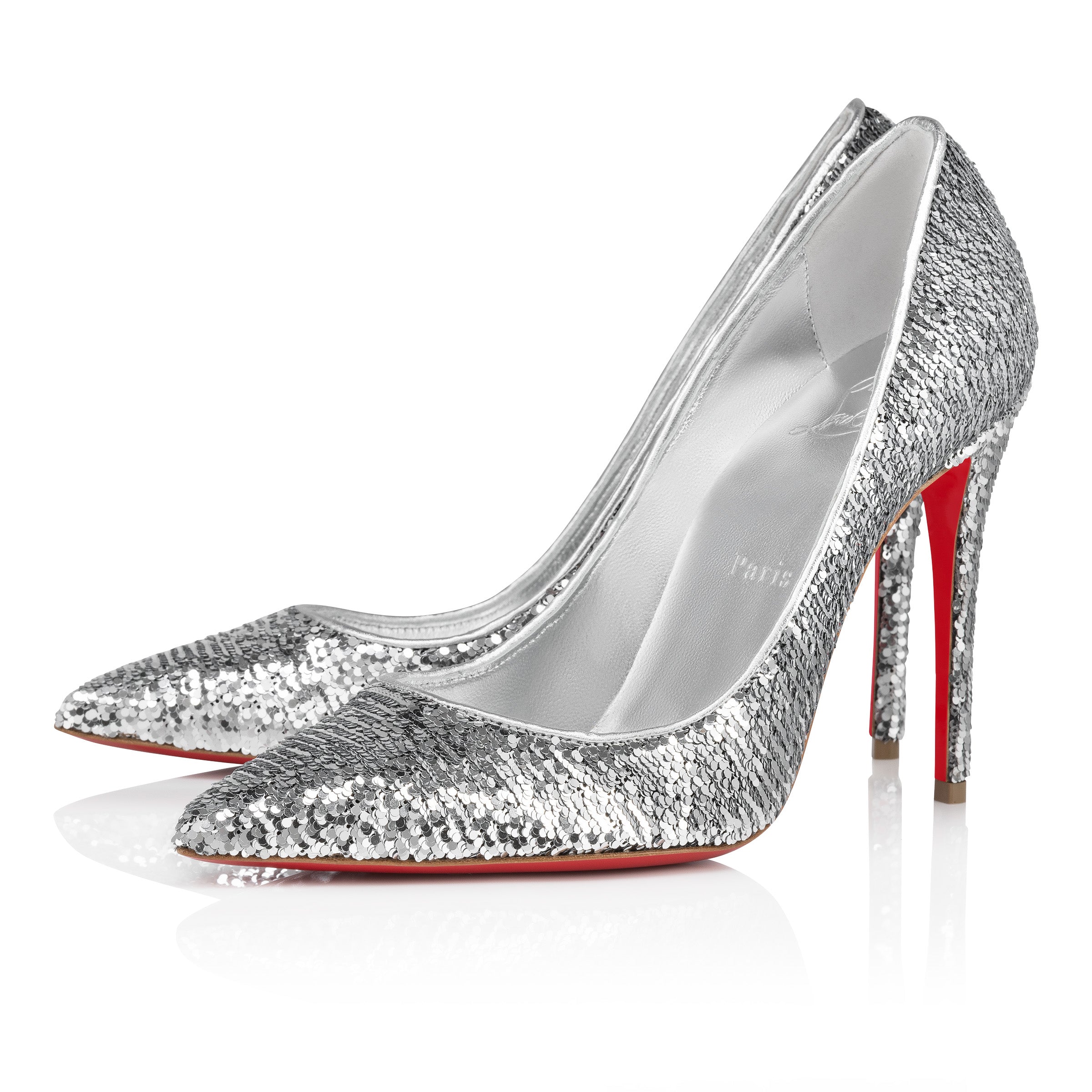 Christian Louboutin Kate Mini Paillettes Women Shoes | Color Silver