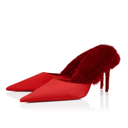 Christian Louboutin Km Fur Women Shoes | Color Red
