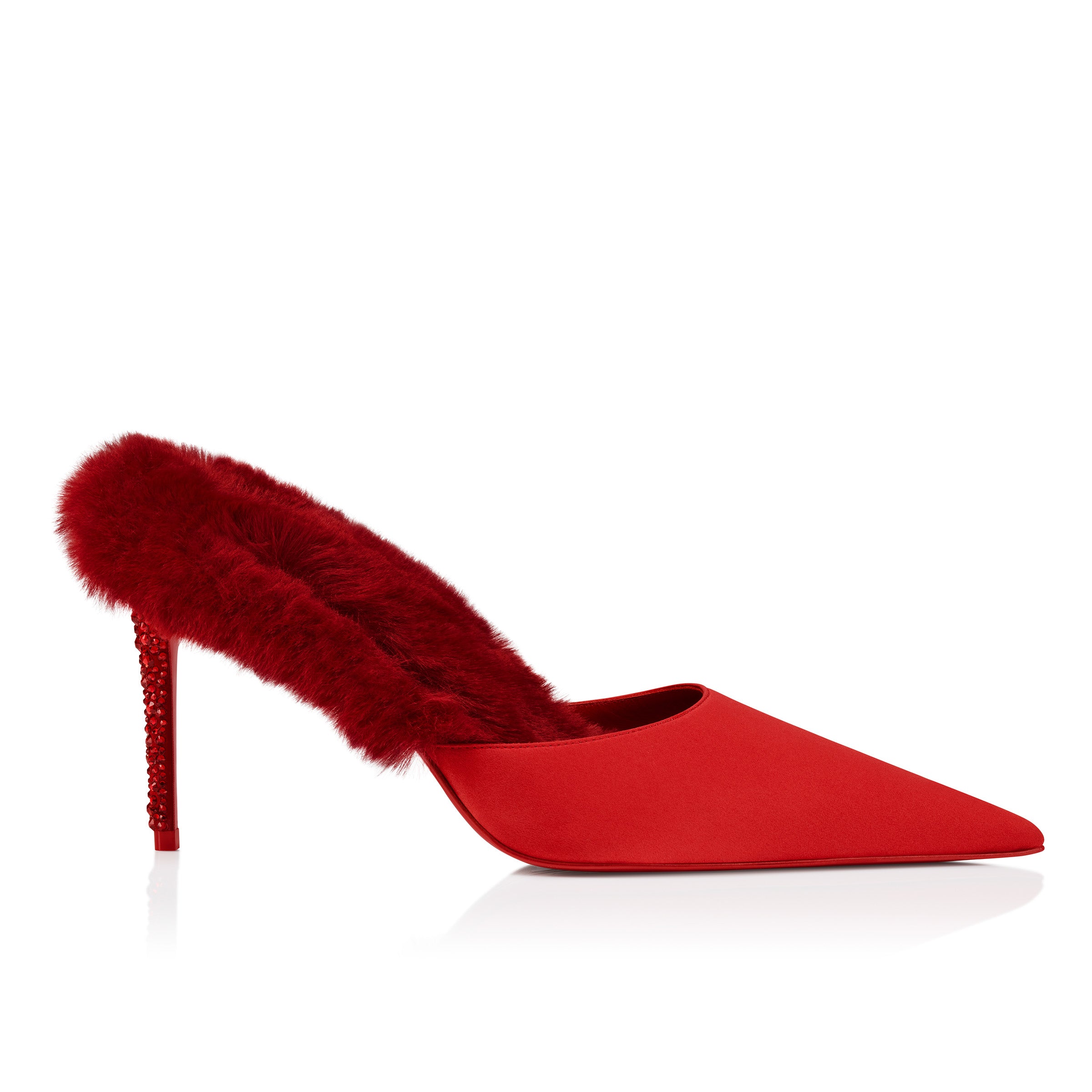 Christian Louboutin Km Fur Women Shoes | Color Red
