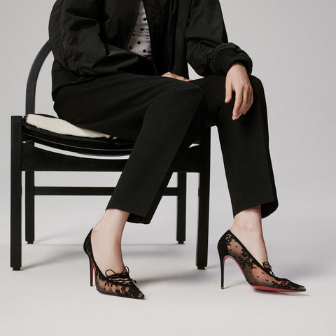 Christian Louboutin Km Lace Women Shoes | Color Black