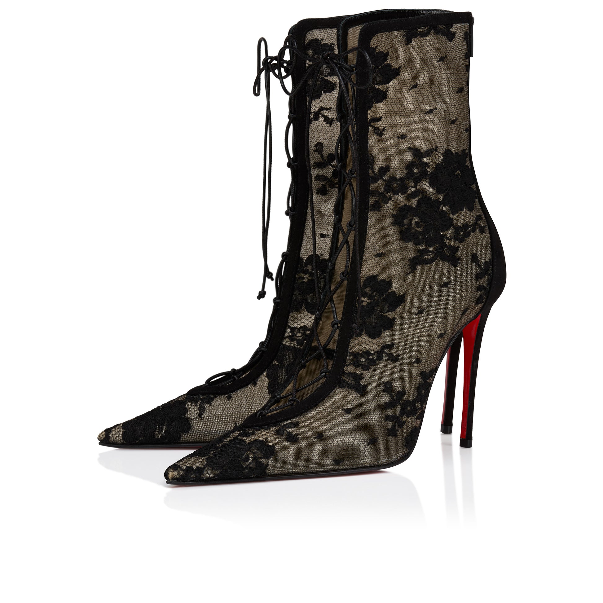 Christian Louboutin Km Lace Booty Women Shoes | Color Black