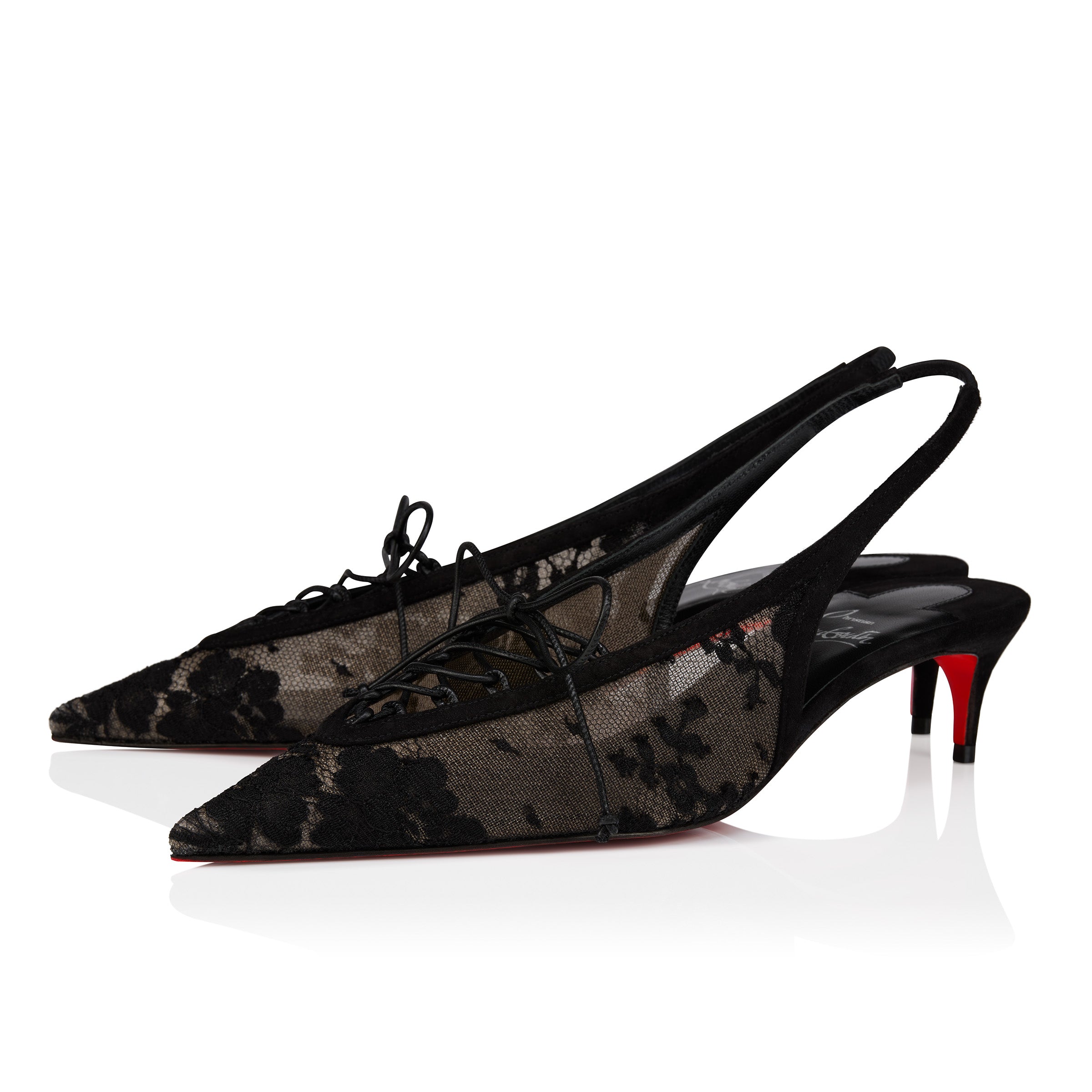 Christian Louboutin Km Lace Sling Women Shoes | Color Black