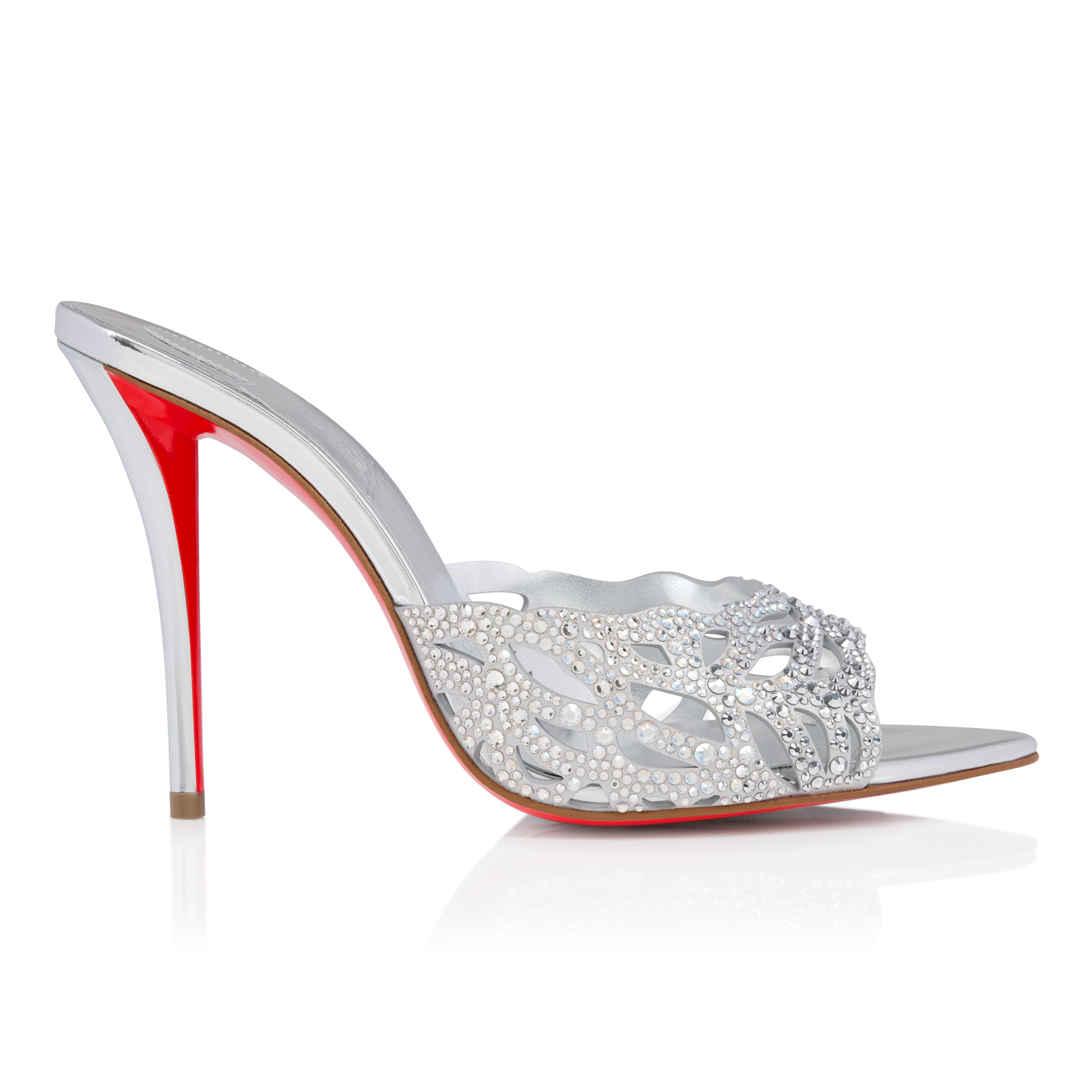 Christian Louboutin Lasera Strass Mule Women Shoes | Color Silver