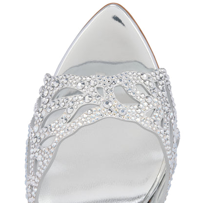 Christian Louboutin Lasera Strass Mule Women Shoes | Color Silver