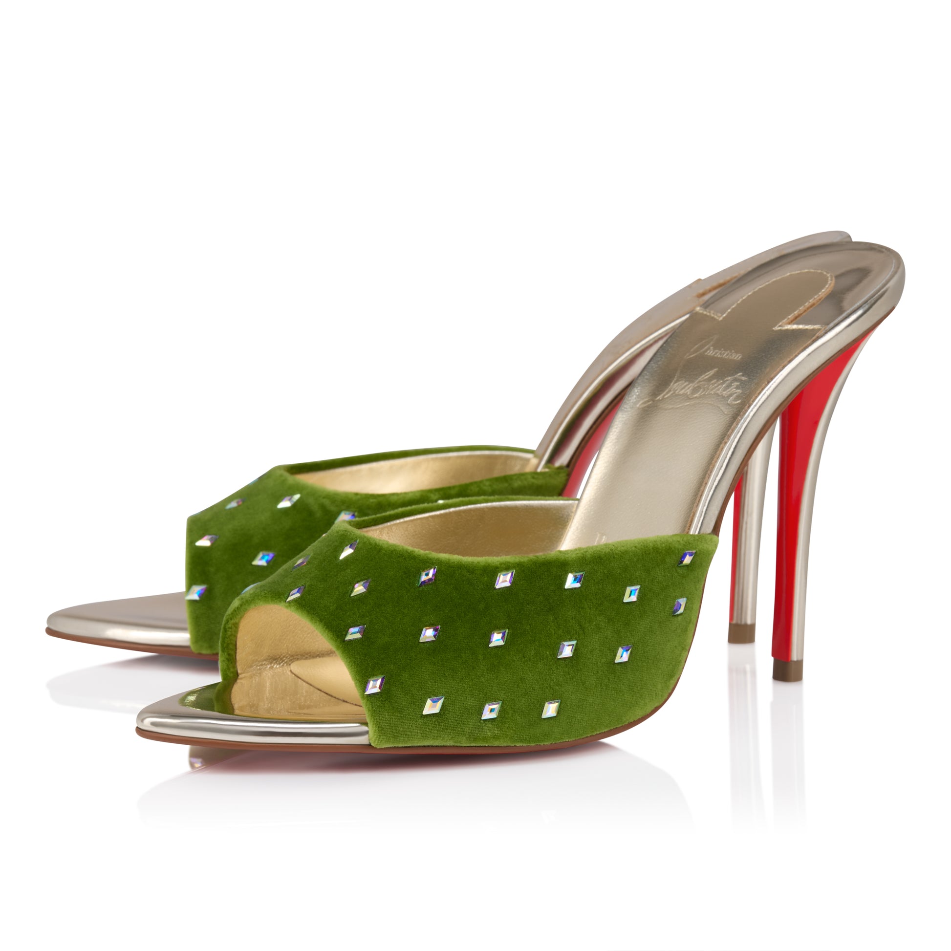 Christian Louboutin Miss Z Mule Strass Losanges Women Shoes | Color Green