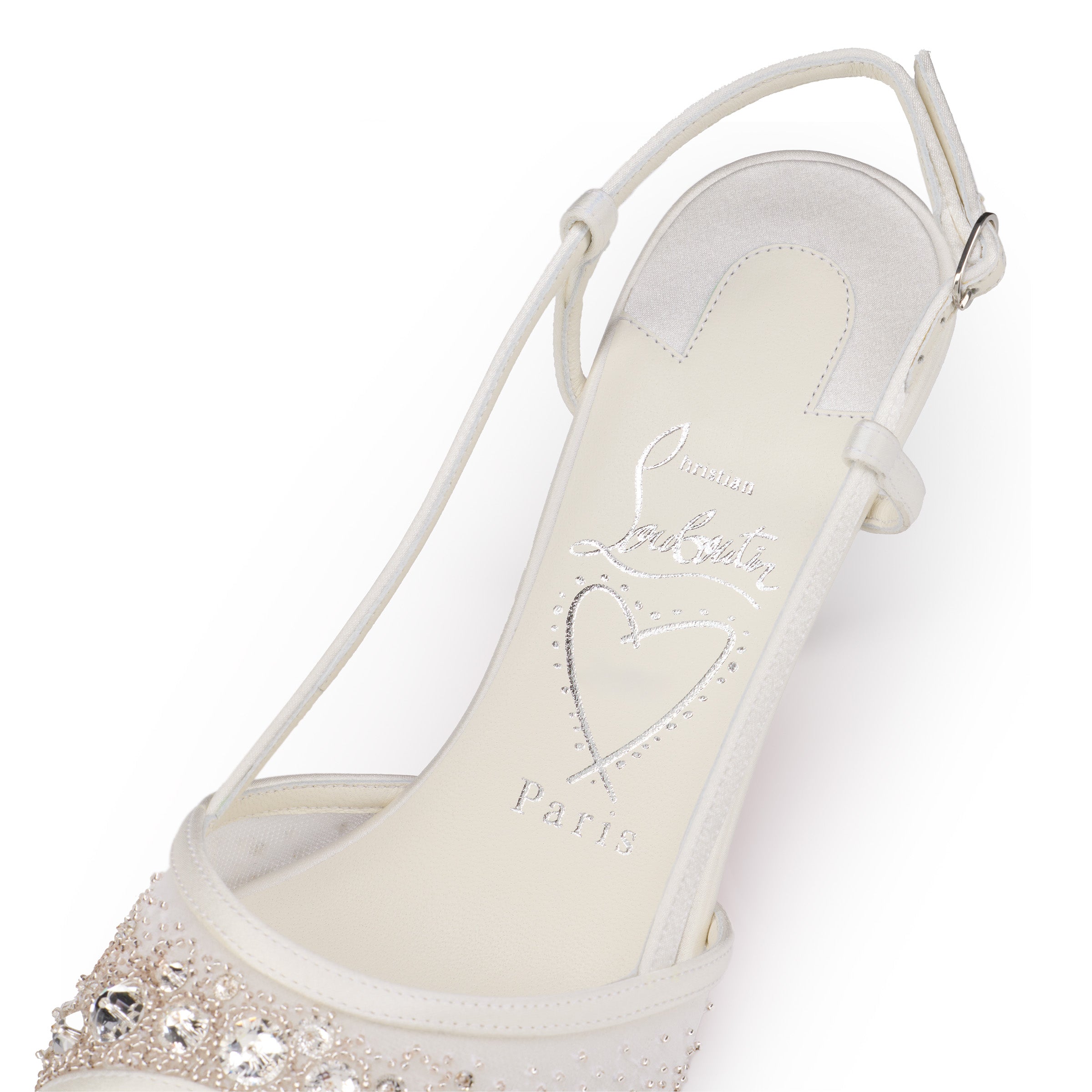 Christian Louboutin Miss Z Sandal Sling Sparkling Women Shoes | Color White