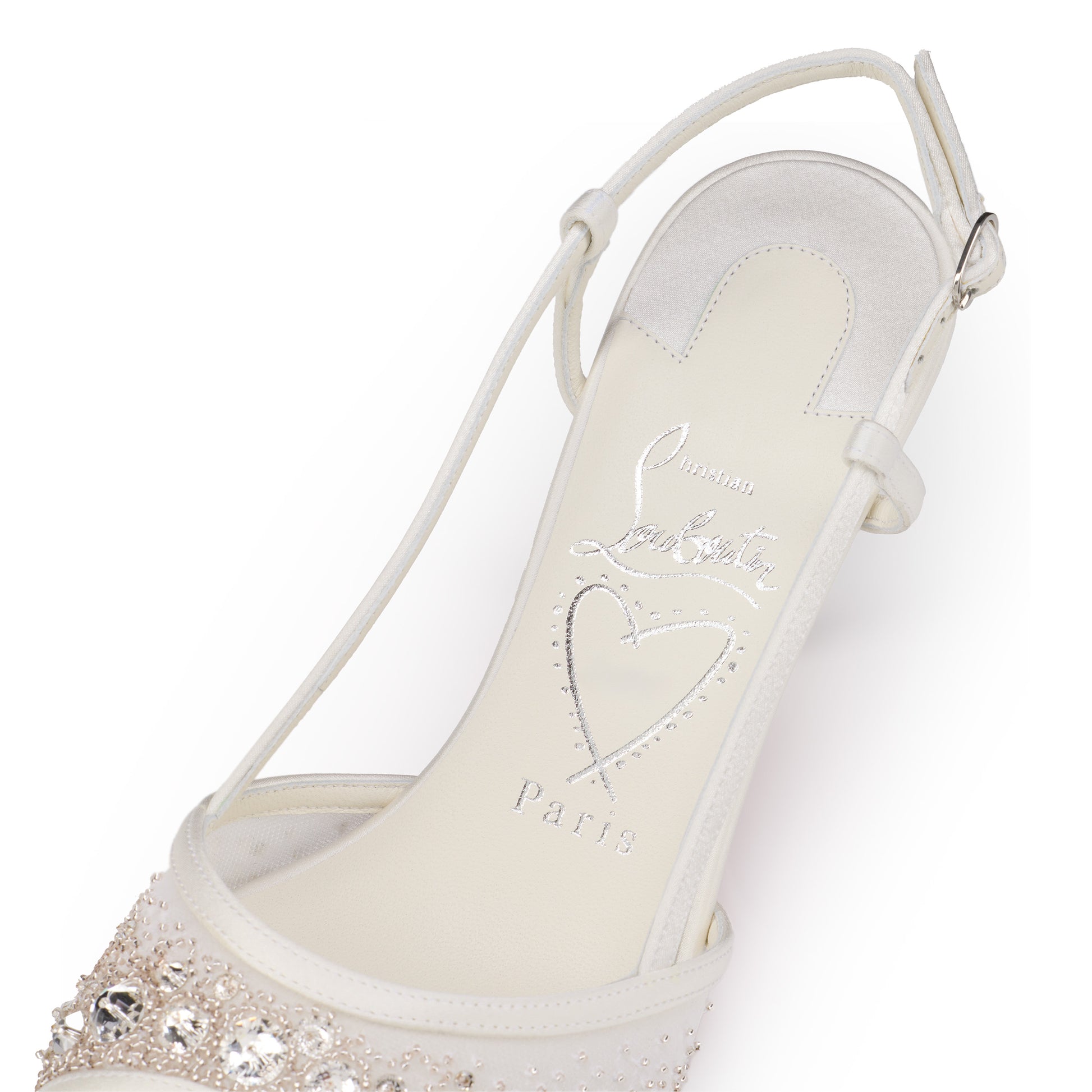 Christian Louboutin Miss Z Sandal Sling Sparkling Women Shoes | Color White