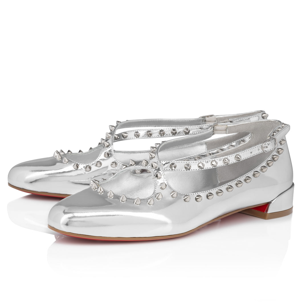 Christian Louboutin Pilouta Jane Spikes Women Shoes | Color Silver