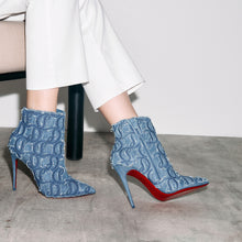 Load image into Gallery viewer, Christian Louboutin So Kate Booty Toile Denim Brodé Women Shoes | Color Blue
