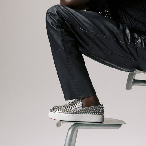 Christian Louboutin Spikeboat Men Shoes | Color Silver