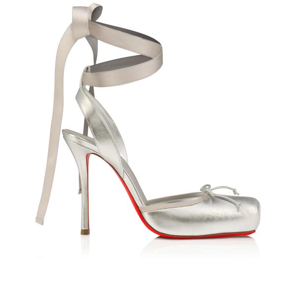 Christian Louboutin Cassia Lace Up Women Shoes | Color Silver