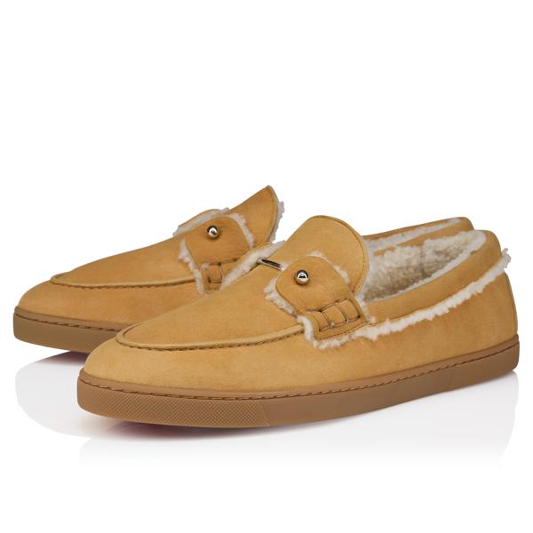Christian Louboutin Chambeliboat Shearling Men Shoes | Color Brown_new