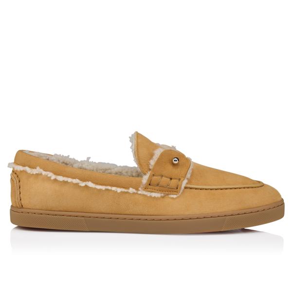 Christian Louboutin Chambeliboat Shearling Men Shoes | Color Brown_new