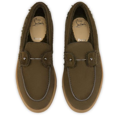 Christian Louboutin Chambeliboat Shearling Men Shoes | Color Bronze